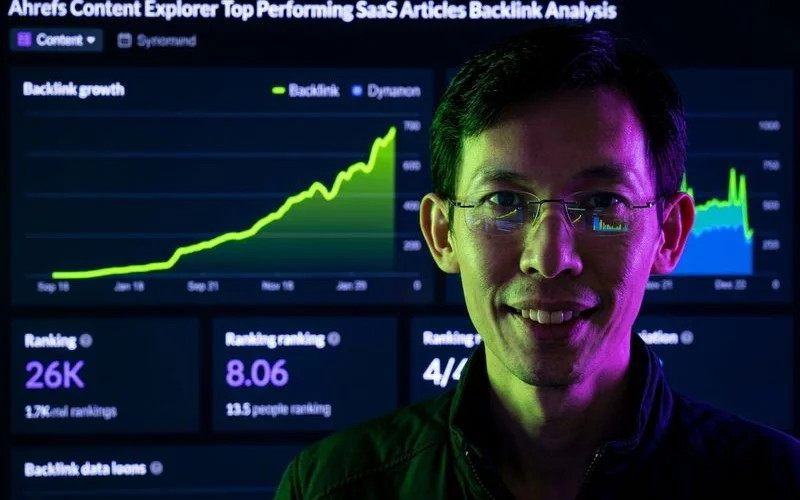 Ahrefs Content Explorer showing top-performing SaaS articles with backlink analysis