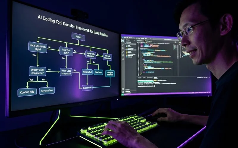AI coding tool decision framework flowchart for SaaS builders