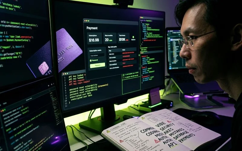 Common vibe coding security mistakes in authentication database API and payment areas