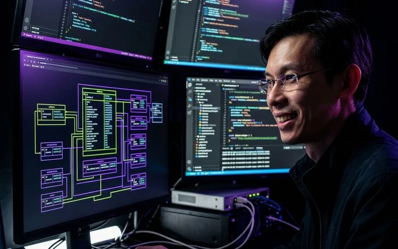 MCP server ecosystem showing GitHub database deployment and monitoring tools connected to AI coding assistants
