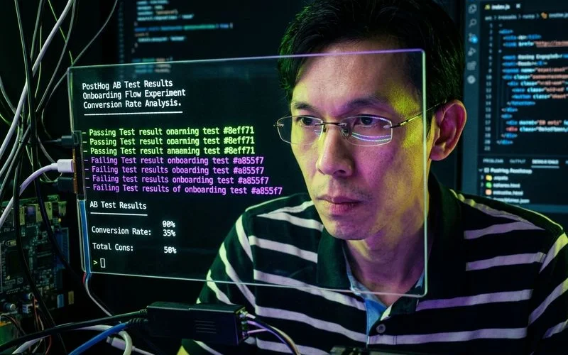 PostHog A/B test results showing onboarding flow experiment with conversion rate analysis