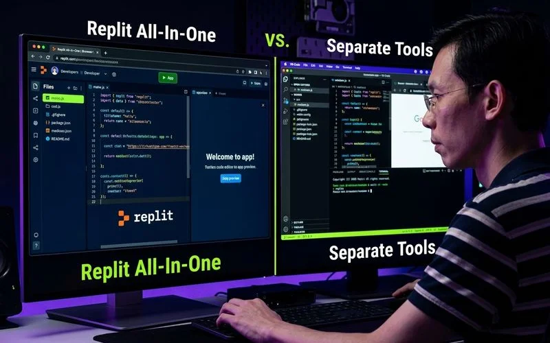 Replit all-in-one environment compared to using separate development tools