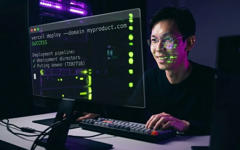 SaaS landing page deployment flow from Lovable to Vercel with custom domain setup